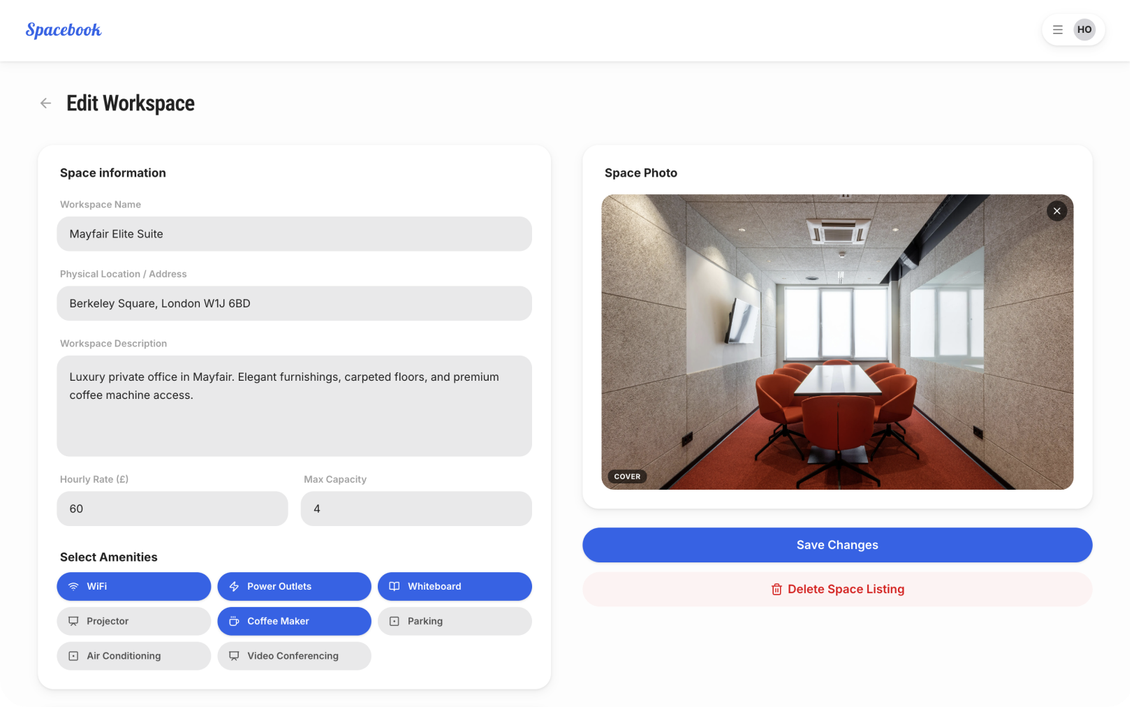 Spacebook Workspace Edit Form